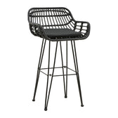 Scaun de bar Naoki cu perna pe picior negru-metal negru 52x50x90 cm