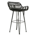 Scaun de bar Naoki cu perna pe picior negru-metal, negru, 52x50x90 cm, imagine suplimentara