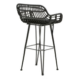 Scaun de bar Naoki cu perna pe picior negru-metal, negru, 52x50x90 cm