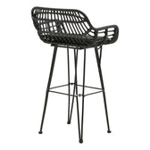 Scaun de bar Naoki cu perna pe picior negru-metal, negru, 52x50x90 cm, imagine suplimentara