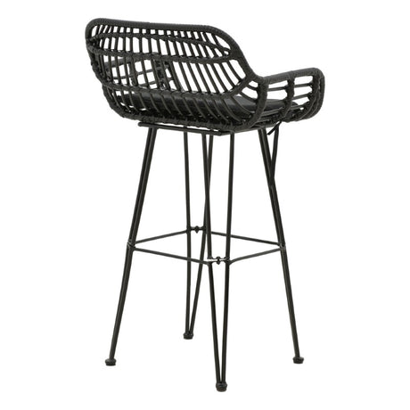 Scaun de bar Naoki cu perna pe picior negru-metal, negru, 52x50x90 cm