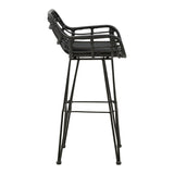 Scaun de bar Naoki cu perna pe picior negru-metal, negru, 52x50x90 cm