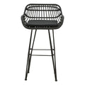 Scaun de bar Naoki cu perna pe picior negru-metal, negru, 52x50x90 cm, perspectiva suplimentara