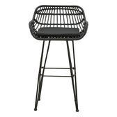 Scaun de bar Naoki cu perna pe picior negru-metal, negru, 52x50x90 cm, perspectiva suplimentara