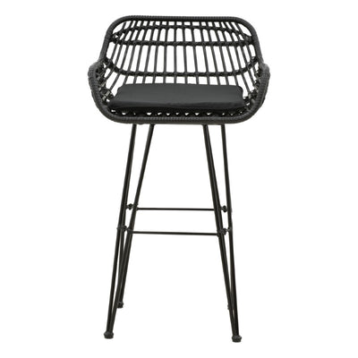 Scaun de bar Naoki cu perna pe picior negru-metal, negru, 52x50x90 cm, perspectiva suplimentara