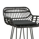 Scaun de bar Naoki cu perna pe picior negru-metal, negru, 52x50x90 cm