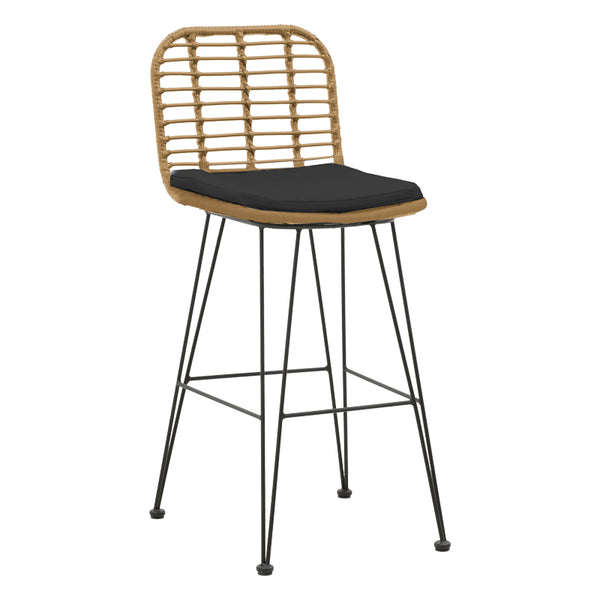 Scaun de bar Naoki, Negru - Natural, 46x56x110 cm