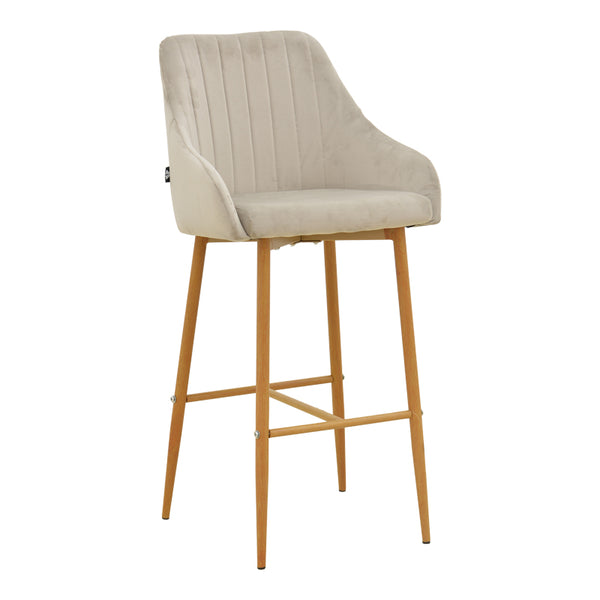 Scaun de bar Patrin, catifea, Bej-Natural, 49x48x98 cm
