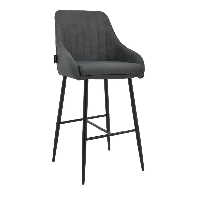 Scaun de bar Patrin picior -metal, Gri inchis neagra, 49x48x98 cm