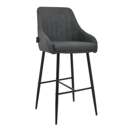 Scaun de bar Patrin picior -metal, Gri inchis neagra, 49x48x98 cm