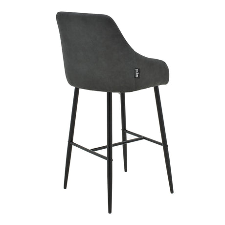 Scaun de bar Patrin picior -metal, Gri inchis neagra, 49x48x98 cm