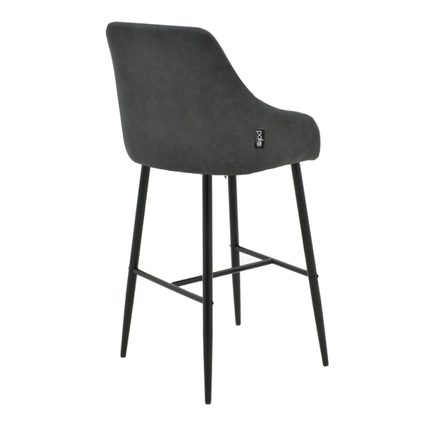 Scaun de bar Patrin picior -metal, Gri inchis neagra, 49x48x98 cm