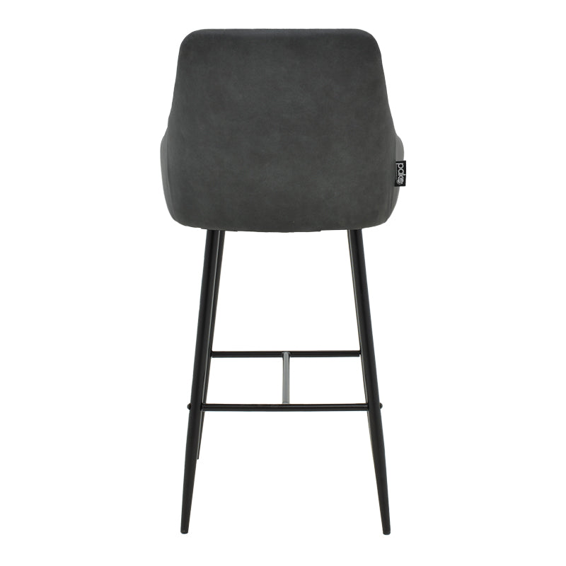 Scaun de bar Patrin picior -metal, Gri inchis neagra, 49x48x98 cm