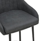 Scaun de bar Patrin picior -metal, Gri inchis neagra, 49x48x98 cm