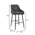 Scaun de bar Patrin picior -metal, Gri inchis neagra, 49x48x98 cm, foto produs 9