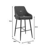 Scaun de bar Patrin picior -metal, Gri inchis neagra, 49x48x98 cm