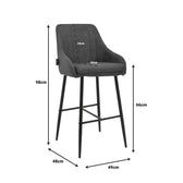 Scaun de bar Patrin picior -metal, Gri inchis neagra, 49x48x98 cm, foto produs 9