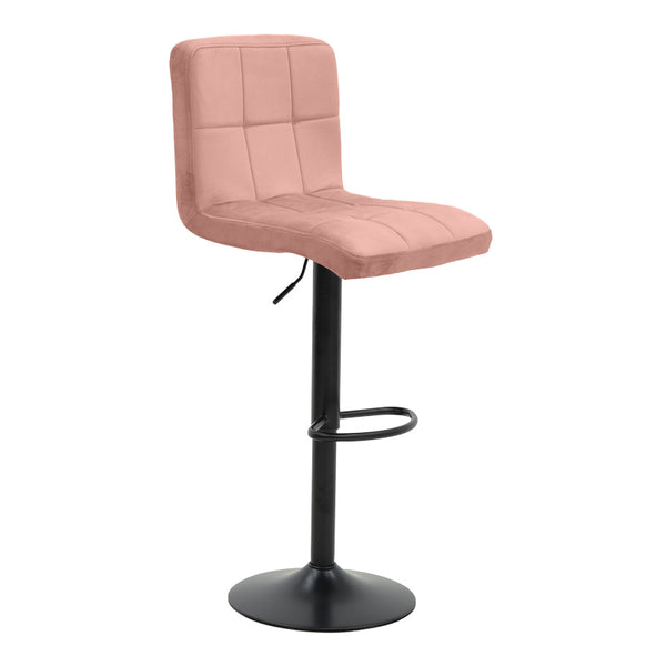 Scaun de bar reglabil pe înaltime Remina, Catifea, Negru Mat, 44x44x112 cm