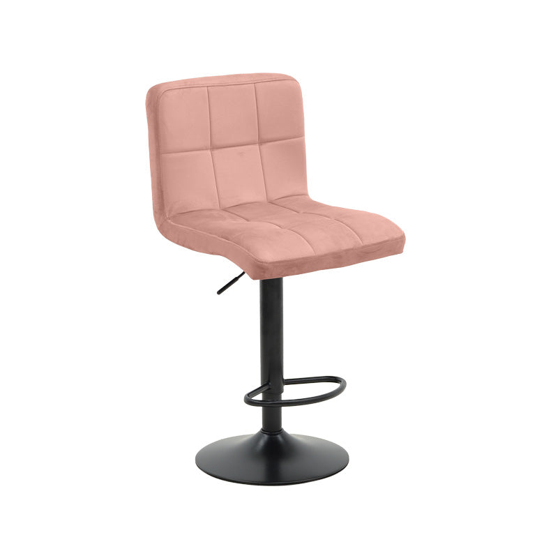 Scaun de bar reglabil pe înaltime Remina, Catifea, Negru Mat, 44x44x112 cm