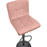 Scaun de bar reglabil pe înaltime Remina, Catifea, Negru Mat, 44x44x112 cm