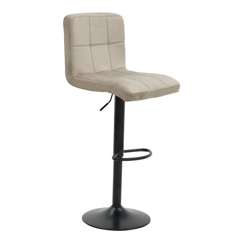 Scaun de bar ajustabil pe înaltime Remina, Catifea Neagra, Baza, Neagra Mata, 44x44x112 cm - Bej