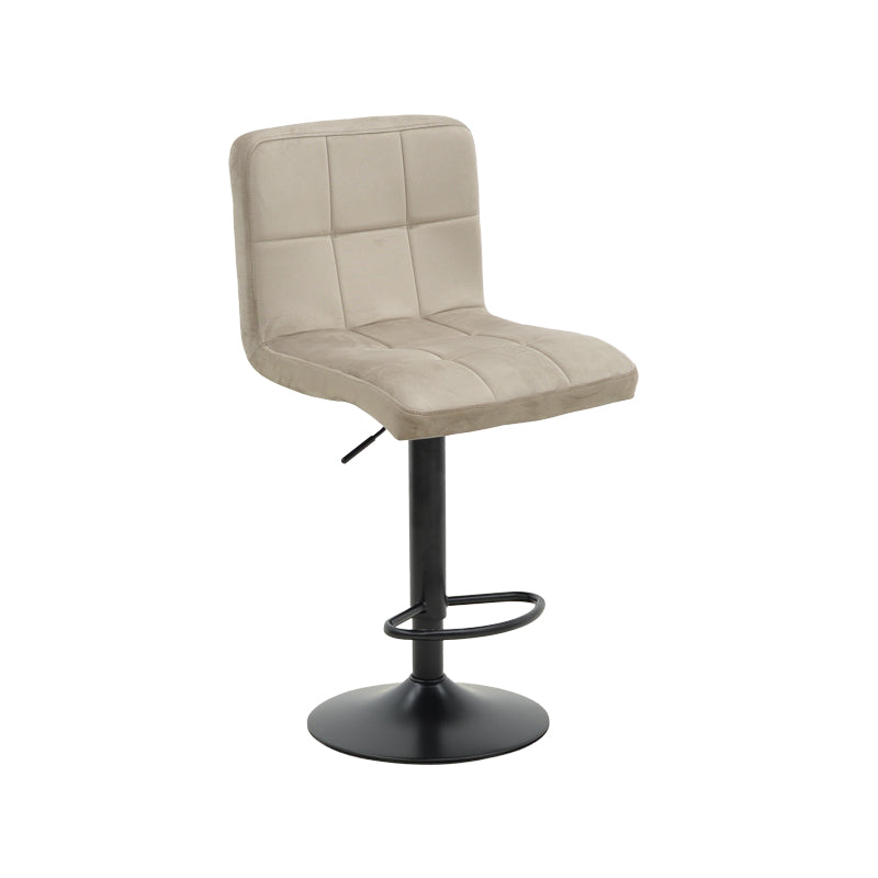 Scaun de bar ajustabil pe înaltime Remina, Catifea Neagra, Baza, Neagra Mata, 44x44x112 cm - Bej