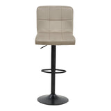 Scaun de bar ajustabil pe înaltime Remina, Catifea Neagra, Baza, Neagra Mata, 44x44x112 cm - Bej