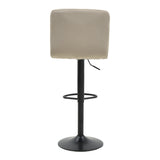 Scaun de bar ajustabil pe înaltime Remina, Catifea Neagra, Baza, Neagra Mata, 44x44x112 cm - Bej