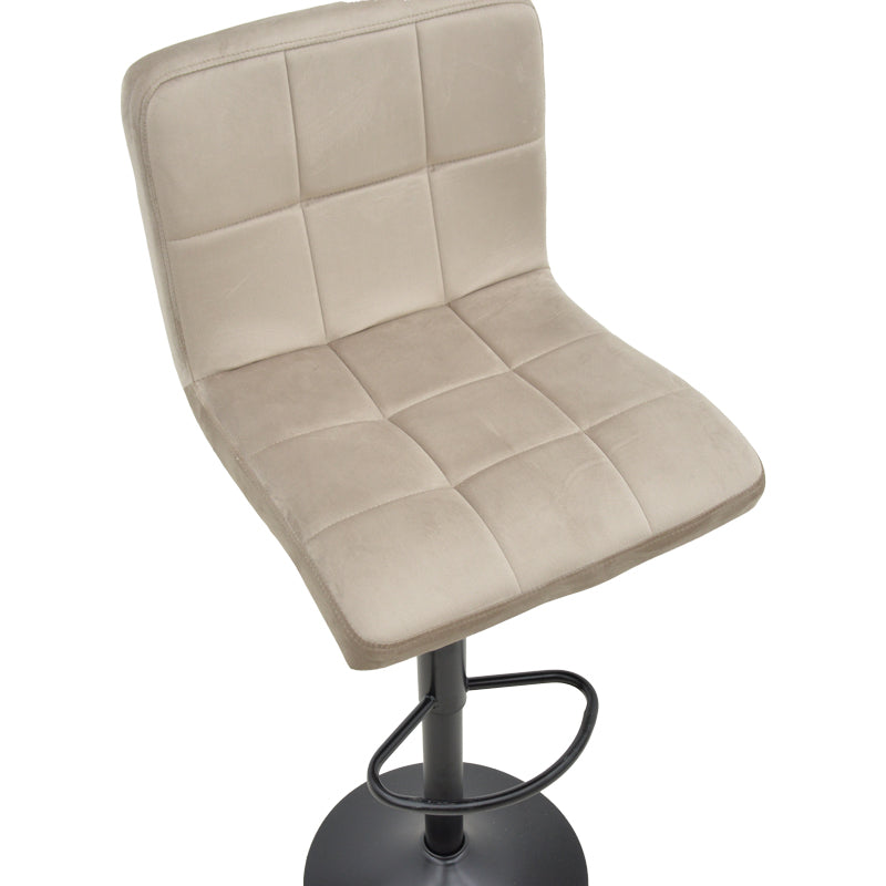 Scaun de bar ajustabil pe înaltime Remina, Catifea Neagra, Baza, Neagra Mata, 44x44x112 cm - Bej