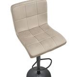 Scaun de bar ajustabil pe înaltime Remina, Catifea Neagra, Baza, Neagra Mata, 44x44x112 cm - Bej