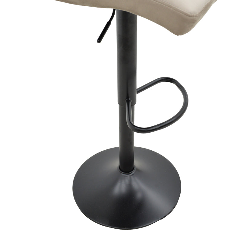 Scaun de bar ajustabil pe înaltime Remina, Catifea Neagra, Baza, Neagra Mata, 44x44x112 cm - Bej