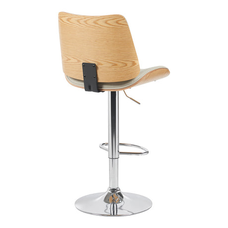 Scaun de bar rotativ Amani, Piele ecologica bej, baza cromata, reglabil, 51x54x88-107 cm