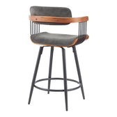 Scaun de bar rotativ Cameo, metalic, lemn, nuc negru gri închis, 53x50x93 cm, imagine suplimentara
