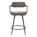 Scaun de bar rotativ Cameo, metalic, lemn, nuc negru gri închis, 53x50x93 cm, perspectiva suplimentara