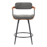 Scaun de bar rotativ Cameo, metalic, lemn, nuc negru gri închis, 53x50x93 cm, perspectiva suplimentara