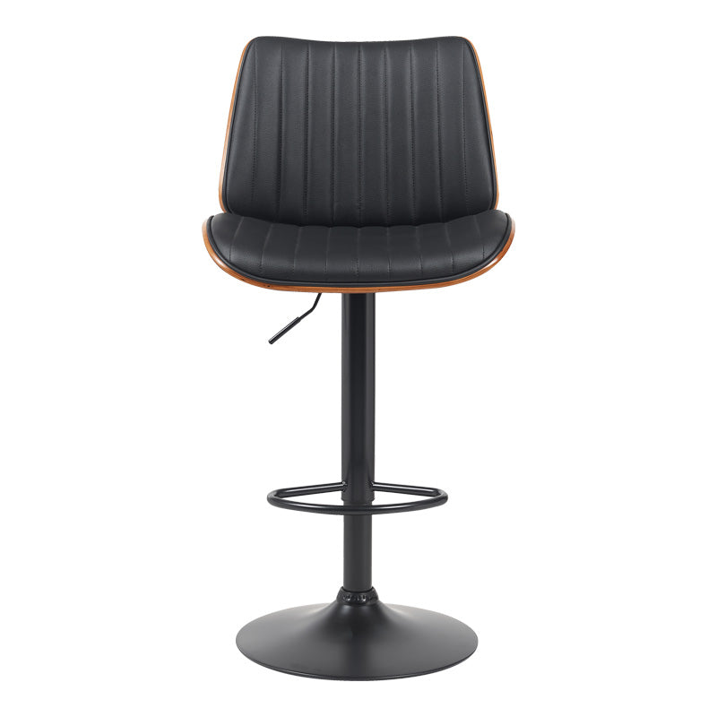 Scaun de bar Amani, PU si metal, 51x54x88-107 cm - Negru