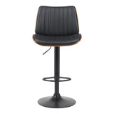 Scaun de bar Amani, PU si metal, 51x54x88-107 cm - Negru