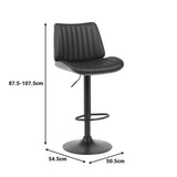 Scaun de bar Amani, PU si metal, 51x54x88-107 cm - Negru
