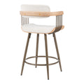 Scaun de bar rotativ cu functie Cameo, metal și Lemn, tesatura, Bej, 53x50x93 cm, imagine suplimentara