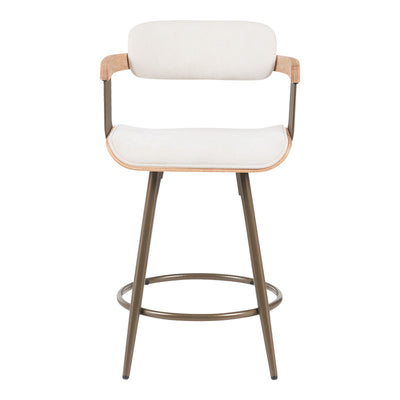 Scaun de bar rotativ cu functie Cameo, metal și Lemn, tesatura, Bej, 53x50x93 cm, perspectiva suplimentara