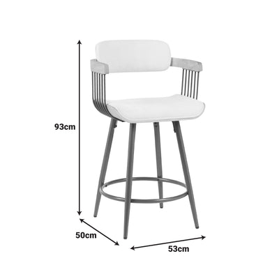 Scaun de bar rotativ cu functie Cameo, metal și Lemn, tesatura, Bej, 53x50x93 cm, foto produs 6