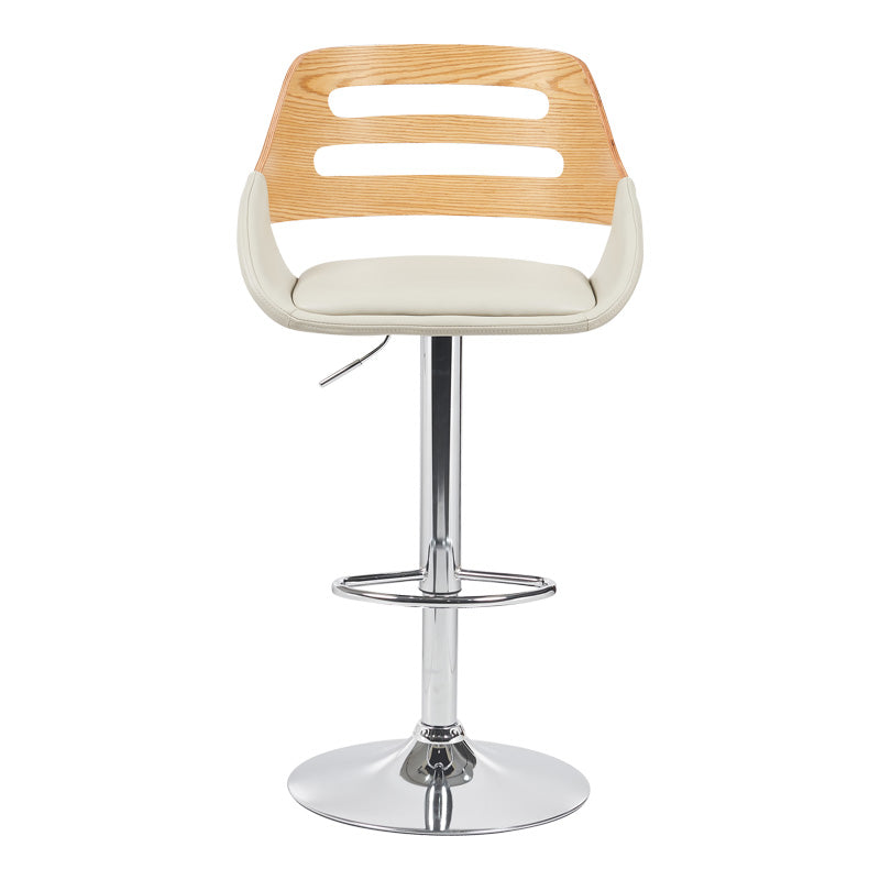 Scaun de bar Fern, PU, lemn si metal, 50x49x89-110 cm - Bej