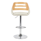 Scaun de bar Fern, PU, lemn si metal, 50x49x89-110 cm - Bej