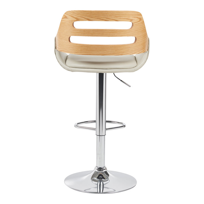 Scaun de bar Fern, PU, lemn si metal, 50x49x89-110 cm - Bej