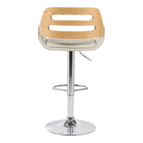 Scaun de bar Fern, PU, lemn si metal, 50x49x89-110 cm - Bej