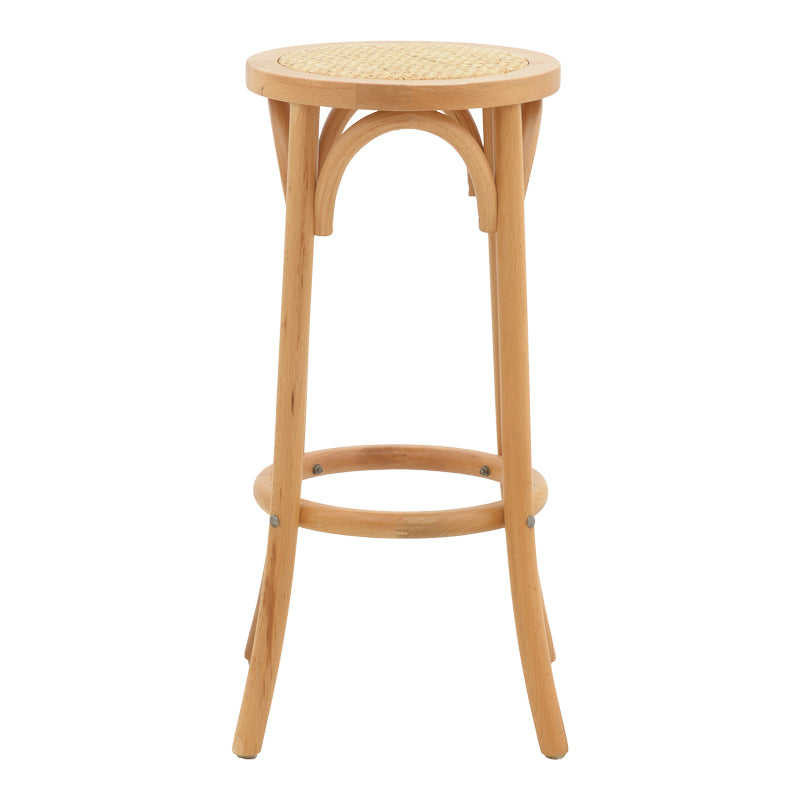 Scaun de bar Serzo lemn de fag si ratan, Natural, D36x71 cm, imagine suplimentara