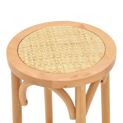 Scaun de bar Serzo lemn de fag si ratan, Natural, D36x71 cm, detaliu produs