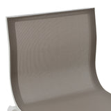 Scaun de bar stivuibil cu structură din aluminiu Melina, textil, alb și gri, 57x52x106 cm
