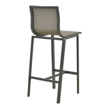 Scaun de bar stivuibil Melina, aluminiu, textil, gri, 57x52x106 cm