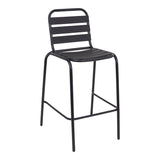 Scaun de bar Sussie metal negru cu lamele din aluminiu, 58x58x111 cm